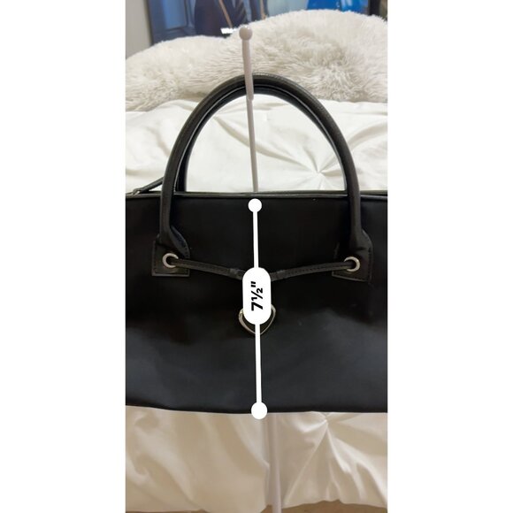 Franco Sarto Black Nylon & Leather Handbag With Heart Charm Accent vintage - Picture 12 of 13